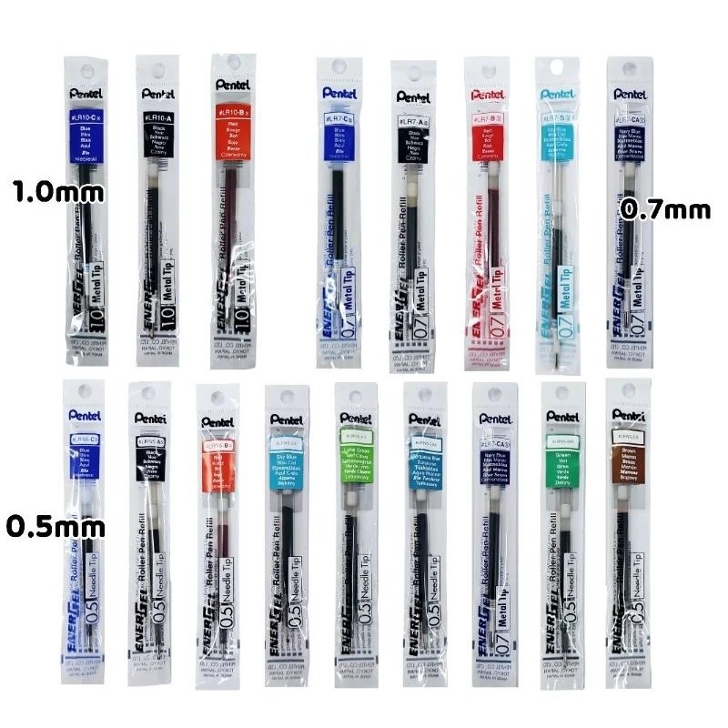 PENTEL Refill for Energel ไส้ปากกา หมึกเจล เพนเทล Metal Tip, Needle Tip 0.5mm./ 0.7mm./ 1.0 mm