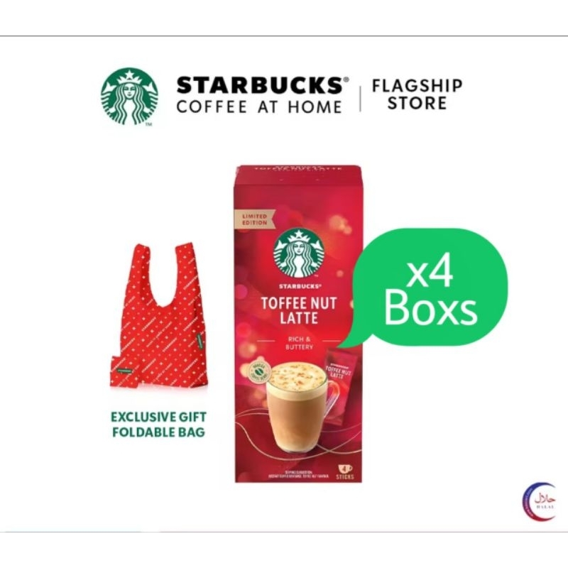 ❗️Free❗️Starbucks Toffee Nut Latte 4 กล่อง ❗️แถม❗️ Shopping bag Starbucks🌲🧑‍🎄