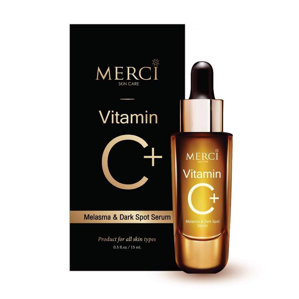(ขวดดำ)Merci Vitamin C Melasma & Dark Spot Serum วิตซี เมอซี่ ลดฝ้ากระ (15 ml.x1ขวด)