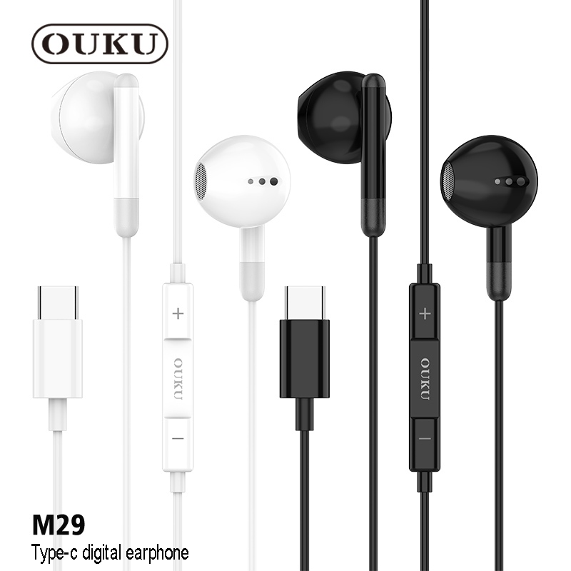 OUKU รุ่น M29 หูฟัง​สำหรับ​แจ็ค​ TypeC​ หูฟังดิจิตอลแบบมีสายพร้อมไมโครโฟน รุ่นใหม่ล่าสุด​ ใช้ได้กับ i Phone15 ใช้งานง่าย