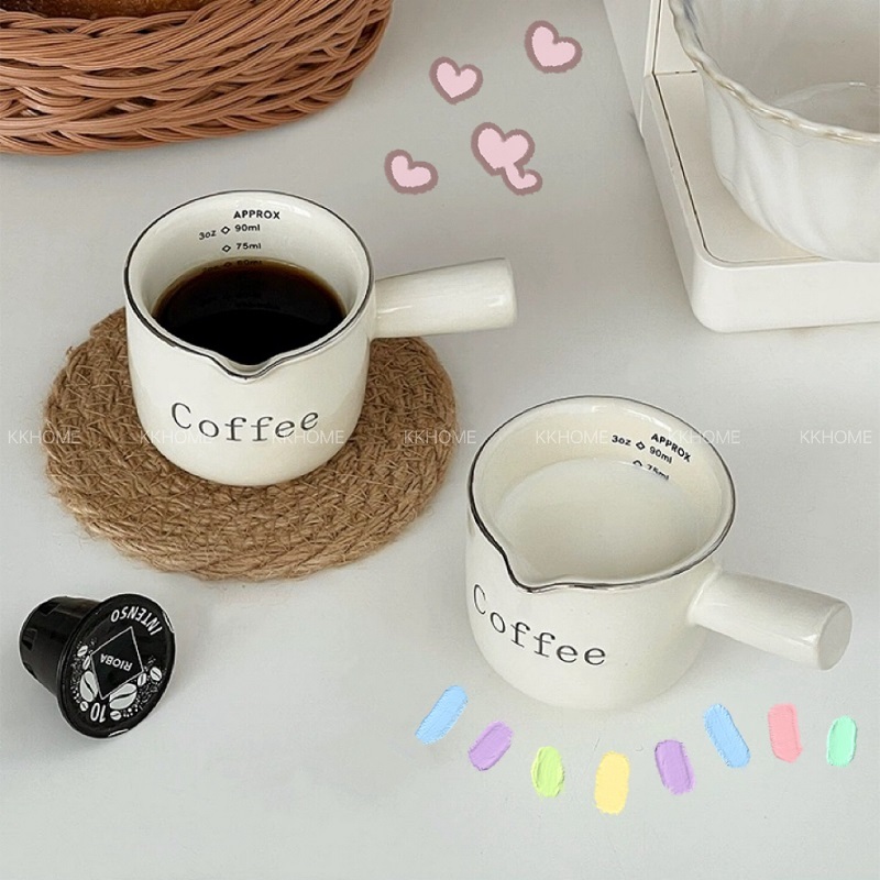 สําหรับชงกาแฟเอสเปรสโซ่ 90ml แก้วตวง ทนความร้อนสูง ขนาดเล็ก ถ้วยตวงกาแฟ ถ้วยนม แก้วช็อตกาแฟเอสเปรสโซ่ KKHOME