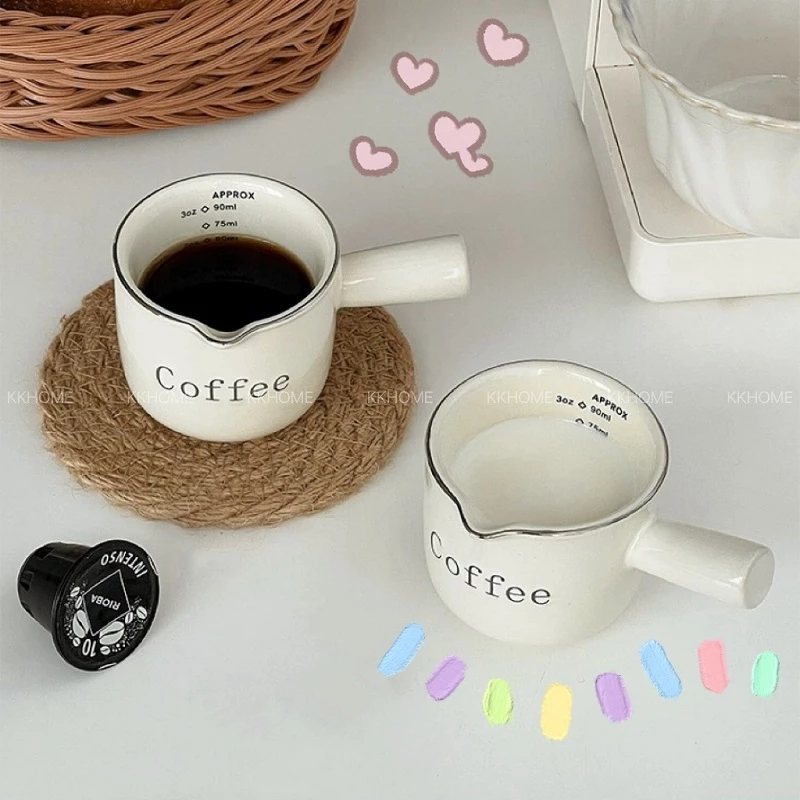 สําหรับชงกาแฟเอสเปรสโซ่ 90ml แก้วตวง ทนความร้อนสูง ขนาดเล็ก ถ้วยตวงกาแฟ ถ้วยนม แก้วช็อตกาแฟเอสเปรสโซ่ KKHOME