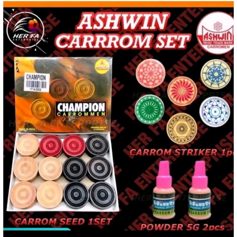 #อุปกรณ์carom ยกครบชุดมีลูกอินเดีย+โกอินเดีย+น้ำยาลื่นไหล
