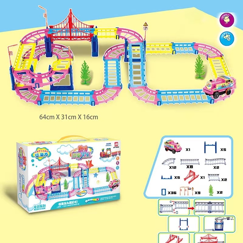 [พร้อมส่ง]รถราง 90ชิ้น พร้อมรางและรถ 1 คัน รถรางไฟฟ้า รถไฟของเล่น รางรถแข่ง รถรางของเล่น รถของเล่นมีราง รางรถ รถไฟฟ้า จั