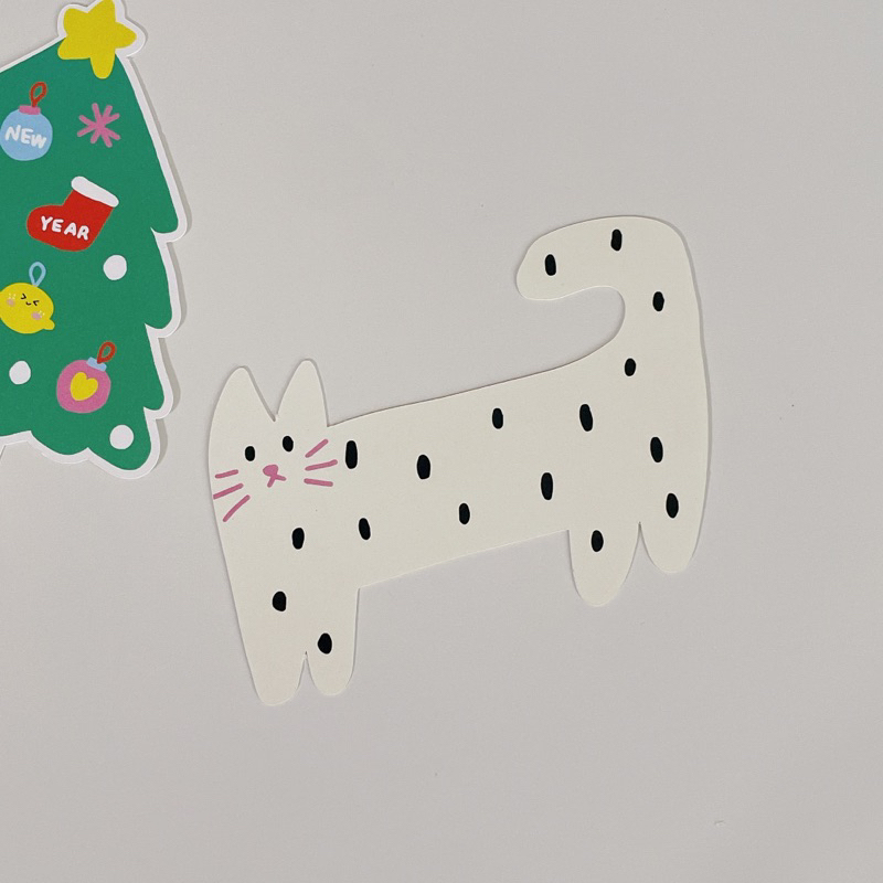 **ทักแชทขอโค้ด** การ์ดอวยพรแมว Polka dot cat card 🐈🪄 (CA_008)