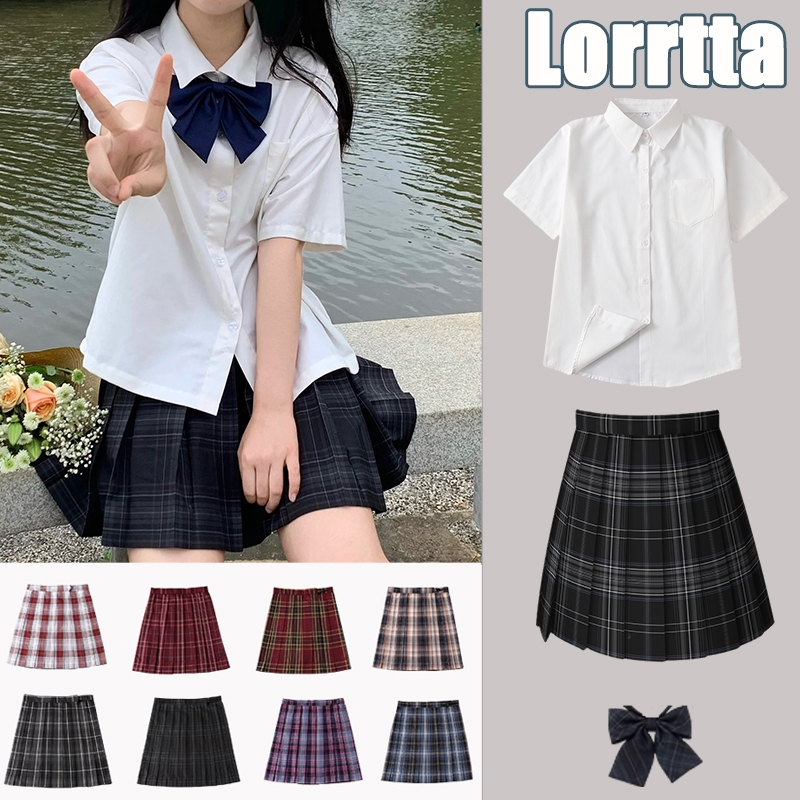 Lorrtta #พร้อมส่ง# เอวสูง ไตล์แบบอนิเมะญี่ปุ่น JK กระโปรงลายสก๊อต ลายสก๊อตน่ารัก กระโปรงเทนนิส