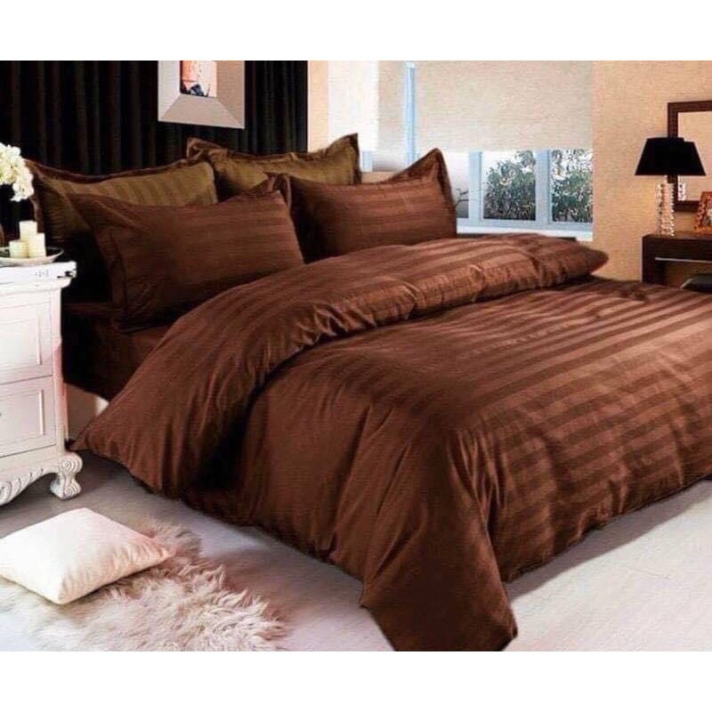 ชุดผ้าปูที่นอน ลายริ้ว พร้อมผ้านวม เกรดพรีเมี่ยม ครบเซ็ต 6 ชิ้น