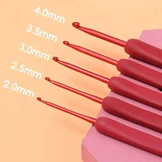 P045 เข็มถัก โครเชต์ ตะขอ อลูมิเนียม สีแดง 2 3 4 5 6 มม. เข็มถักแดง RED สําหรับถักโครเชต์ SP
