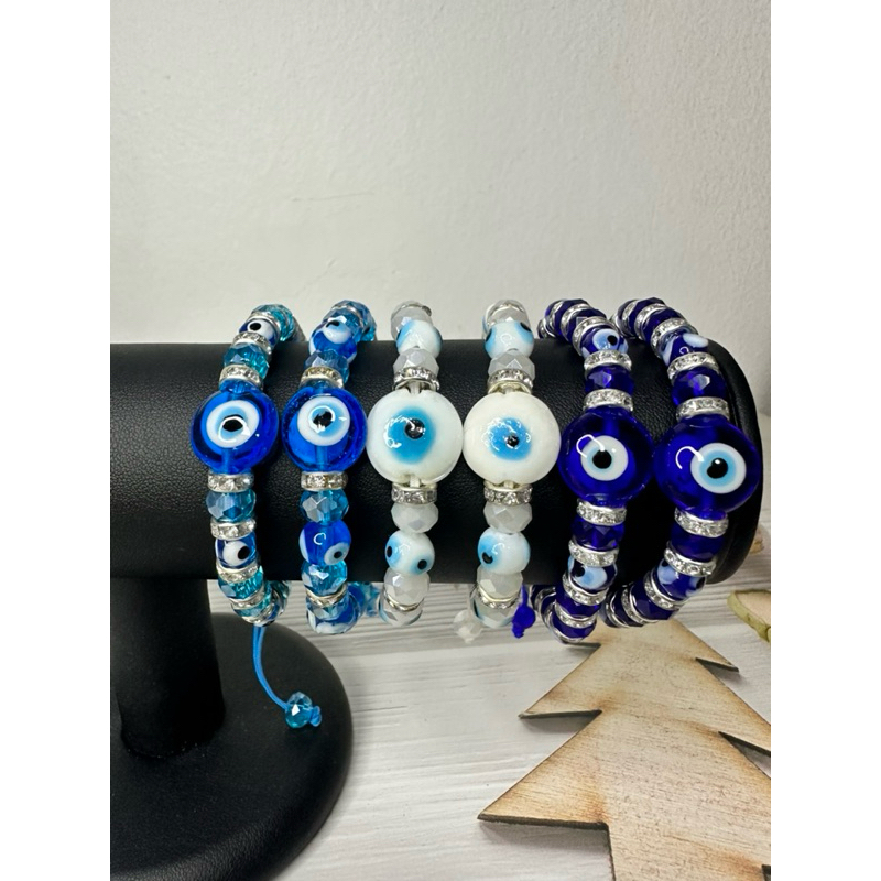 กำไรข้อมือ 🧿 Evil eyes ของแท้จากตุรกี งานแก้ว ลูกปัด คริสตัล สายเชือกปรับขนาดได้