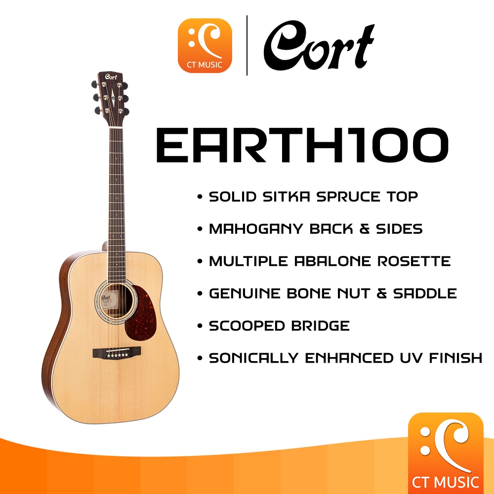 Cort Earth100 Acoustic Guitar กีตาร์โปร่ง กีตาร์ Earth 100 Earth-100