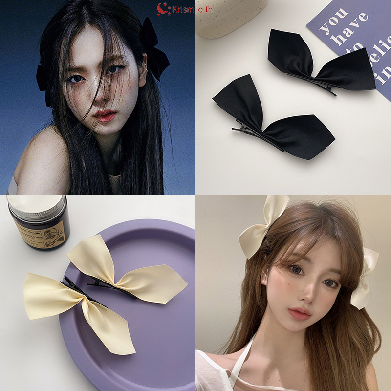 COD-ในไทย💖กิ๊ฟติดผม ประดับโบว์คลิปด้านข้าง สีพื้นย้อนยุคหวาน สไตล์เกาหลี เครื่องประดับผมแฟชั่น เด็กนักเรียนสำหรับผู้หญิง