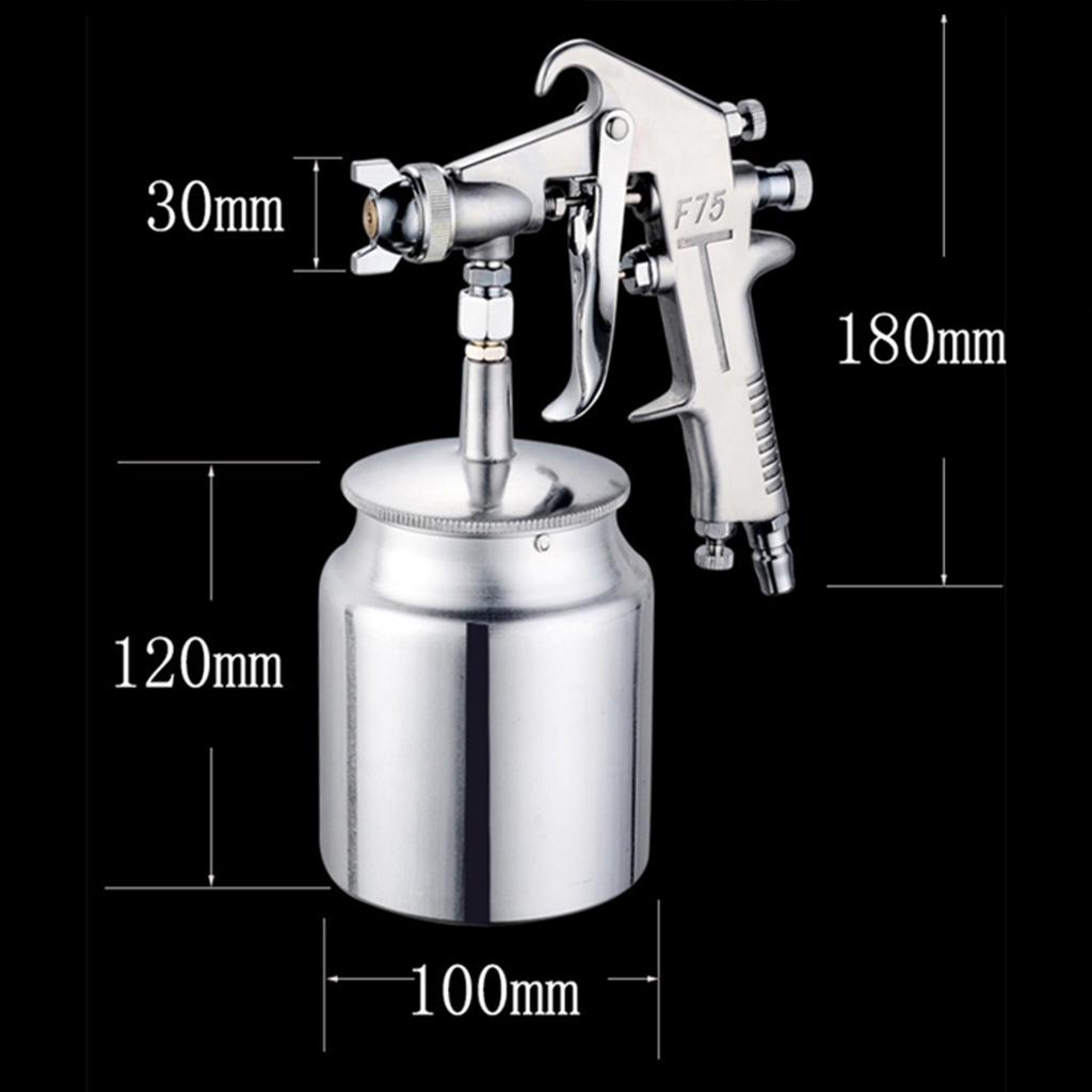 เครื่องพ้นสี กาพ่นสีบ้าน หัวพ่นทองเหลือง Gravity type Model F75 ระบบดูดสีก้นถ้วย F75 หัวพ่น 600 ml กาพ่นสี แบบหงาย - รูปที่ 2