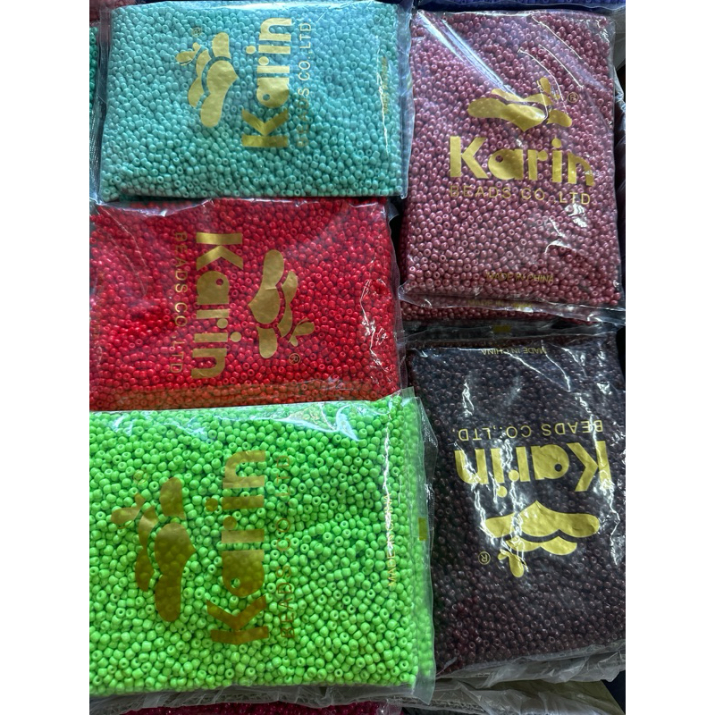 ลูกปัดเม็ดทรายยี่ห้อKขนาด4สีสดๆสวยๆ450กรัม=75฿