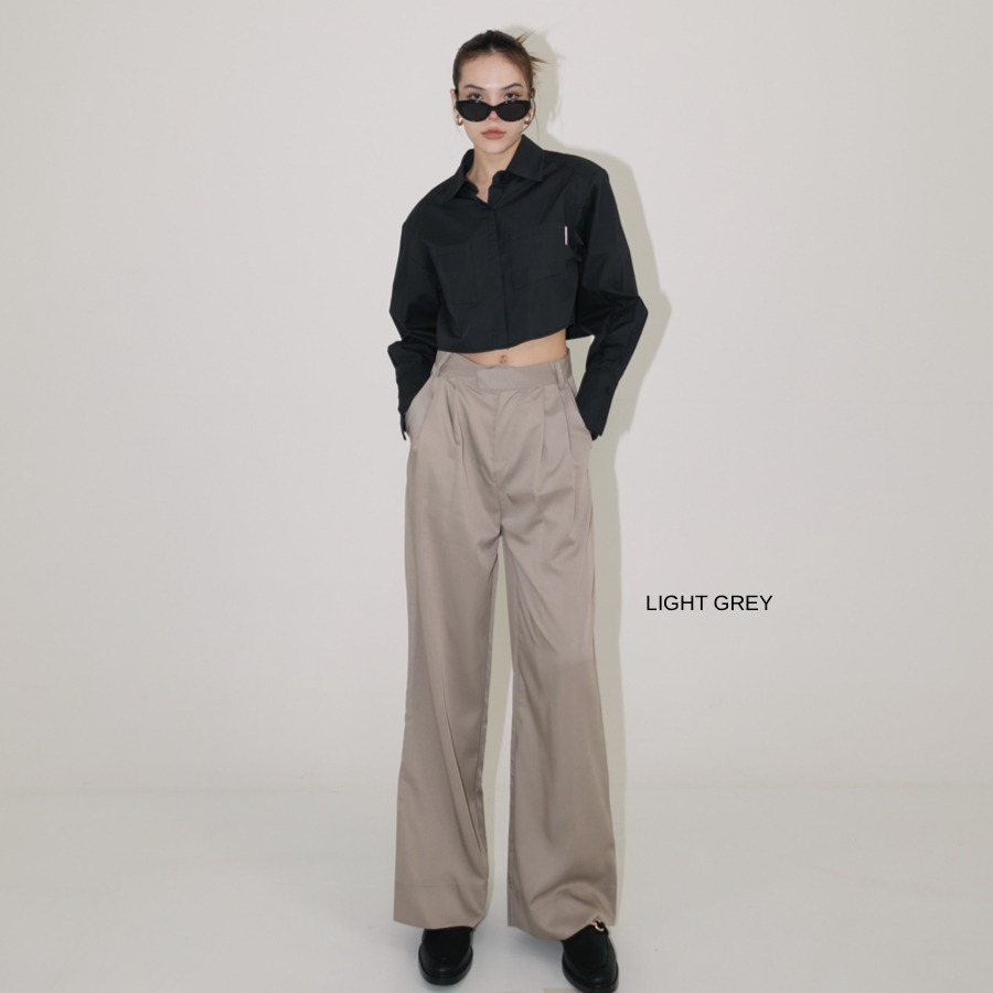 MERMAIDSTUDIO – BOYFRIEND PANTS กางเกงผ้านุ่มกระบอกใหญ่ แนะนำบวก1-2ไซส์จากเอวสูง #8911