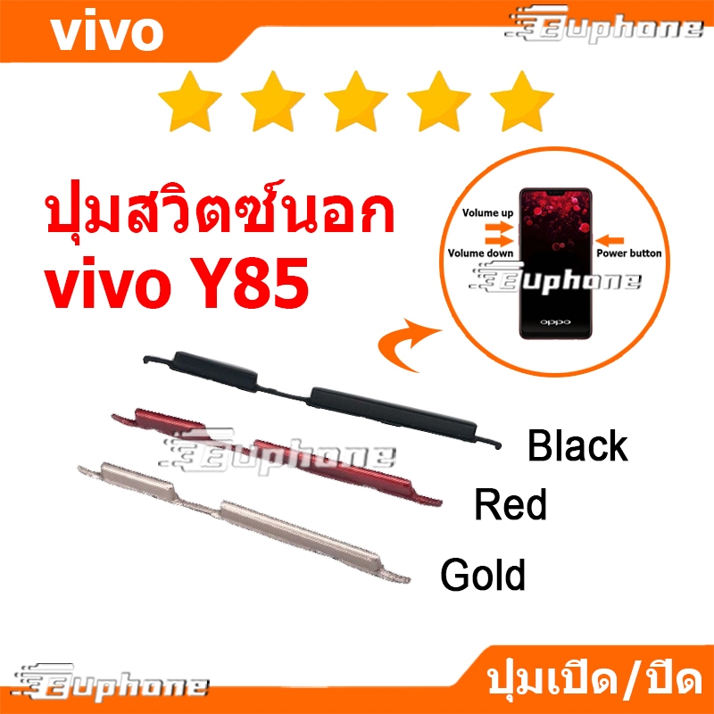 ปุ่มกดสวิทช์ด้านนอก VIVO Y85 ปุ่มเปิดปิด ปรับระดับเสียงขึ้นลง ปุ่มลดเสียง ปุ่มเพิ่มเสียง ON OFF+VOLUME BUTTON