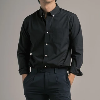 era-won เสื้อเชิ้ต ทรงปกติ Premium Quality Dress Shirt แขนยาว สี Black01