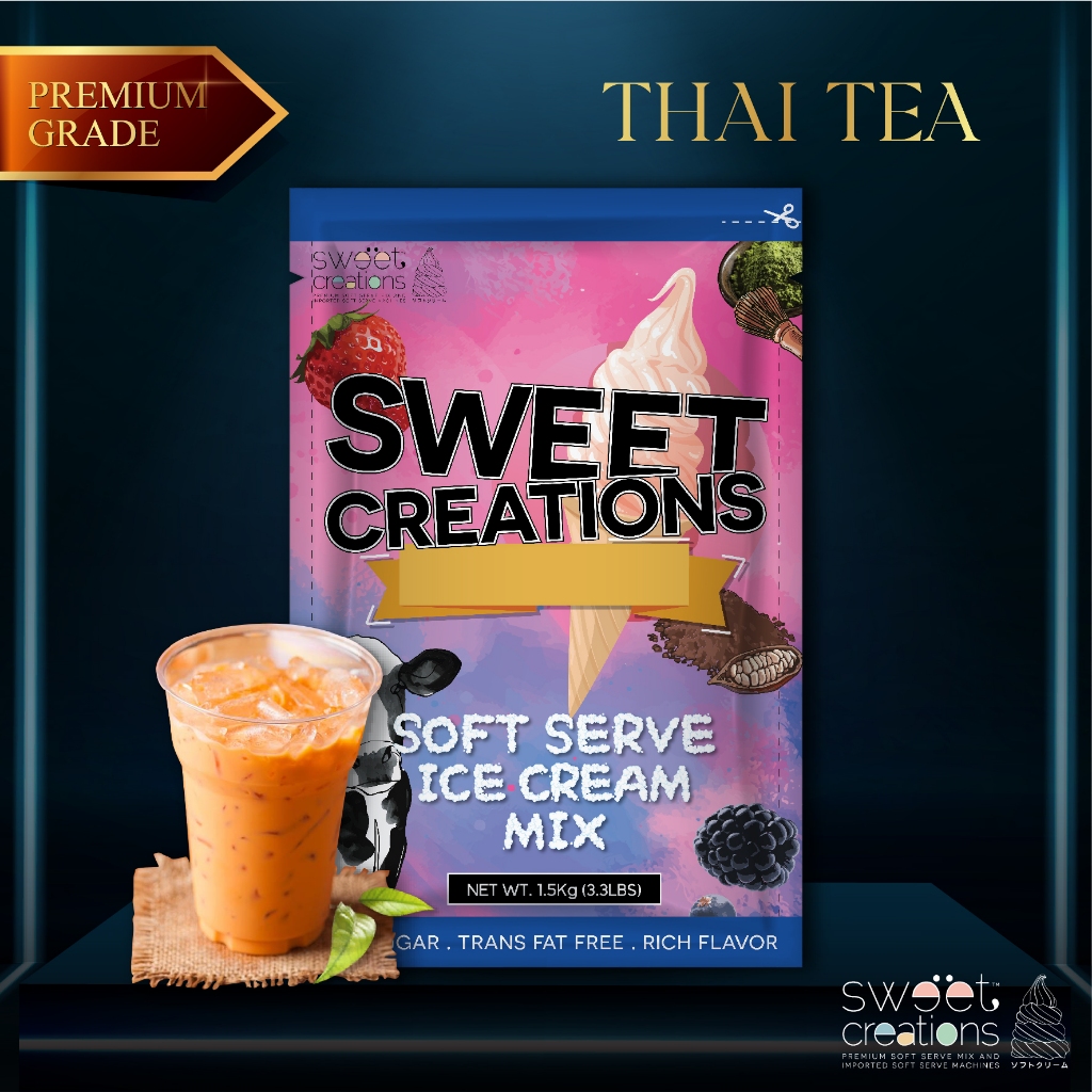 ผงทำไอศครีมซอฟท์เสิร์ฟ ผงไอติม ผงไอติมผัด Sweet Creations (Premium) รสชาไทย สูตรเข้มข้น