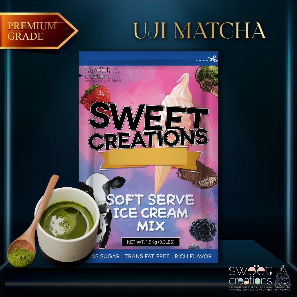 ผงทำไอศครีมซอฟท์เสิร์ฟ ผงไอติม ผงไอติมผัด Sweet Creations (Premium) รสอุจิมัทฉะ