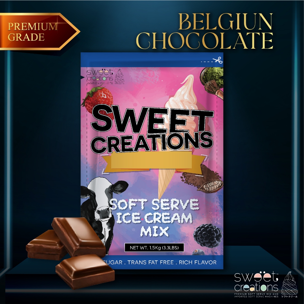 ผงทำไอศครีมซอฟท์เสิร์ฟ ผงไอติม ผงไอติมผัด Sweet Creations (Premium) รสเบลเยี่ยมช็อกโกแลต