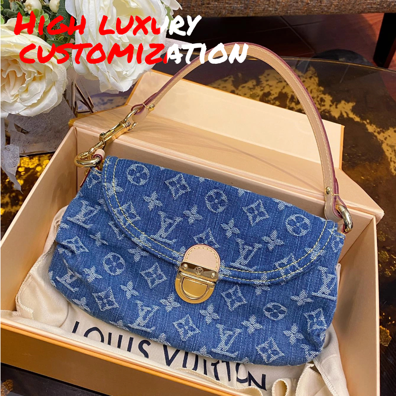 Louis Vuitton/งานปักยีนส์/กระเป๋าผู้หญิง/กระเป๋าสะพาย/สไตล์คลาสสิก/ใหม่และไม่ได้ใช้