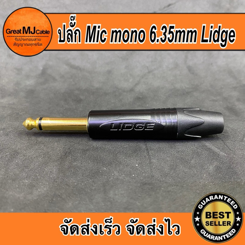 ปลั๊ก MIC MONO 6.35mm แบรนด์LIDGE รุ่นYM-201G ปลั๊กไมค์โมโน แจ็คไมค์โมโน แจ็คMONO ปลั๊กไมค์ แจ็คโฟน