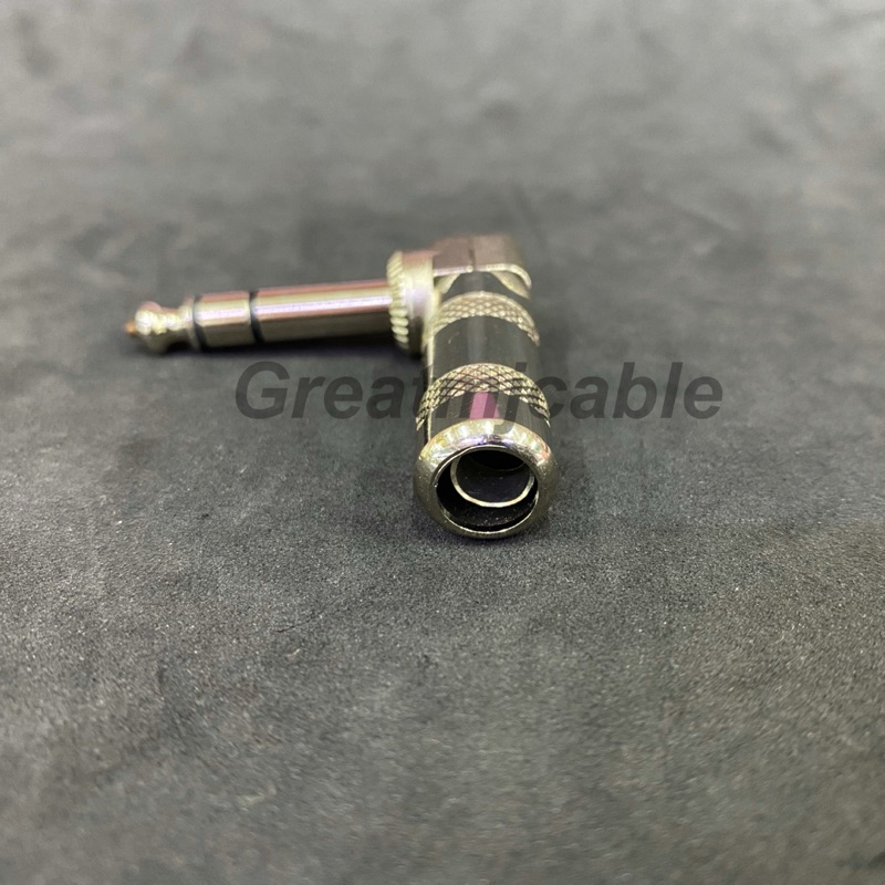 ปลั๊กMic Stereo 6.35mm หัวงอ เหล็กอย่างดี แจ็คไมโครโฟน สเตอริโอ เข้าสายสัญญาณ อย่างดี