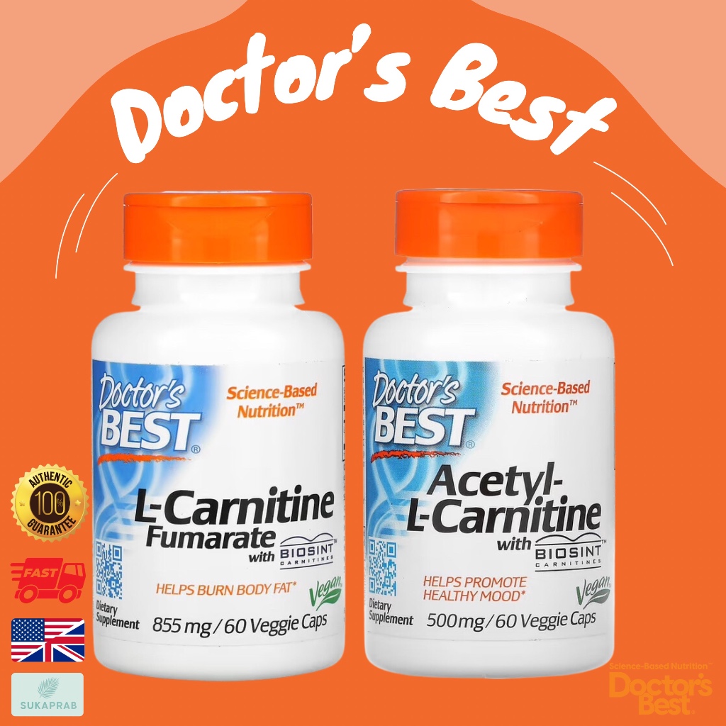 พร้อมส่ง Doctor's Best Acetyl-L-Carnitine with Biosint Carnitines 500 mg 855 mg 60 Veggie Caps