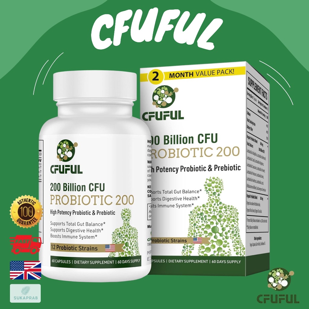 พร้อมส่ง CFUFUL Probiotics for Women and Men 200 Billion CFU 12 Strains Probiotic Supports Digestive