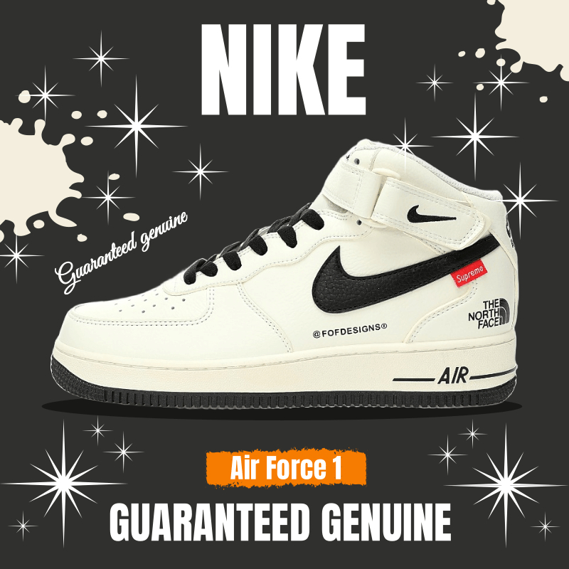 （จัดส่งฟรี）The North Face x Supreme x Nike Air Force 1 07 Mid"Supreme" องเท้าผ้าใบ รองเท้า nike CW2289-111