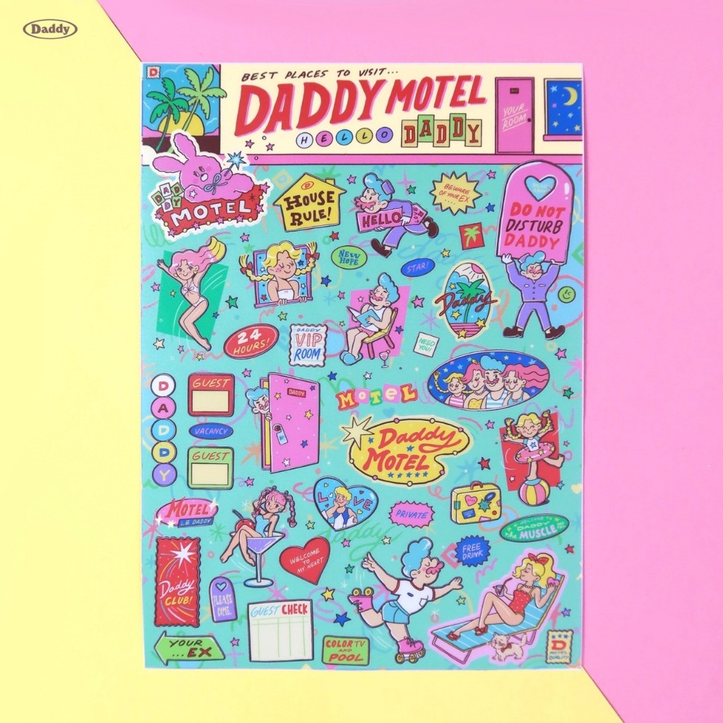 DADDY | Daddy Motel Sticker A5 ลาย Daddy and Family in Motel สุดน่ารัก