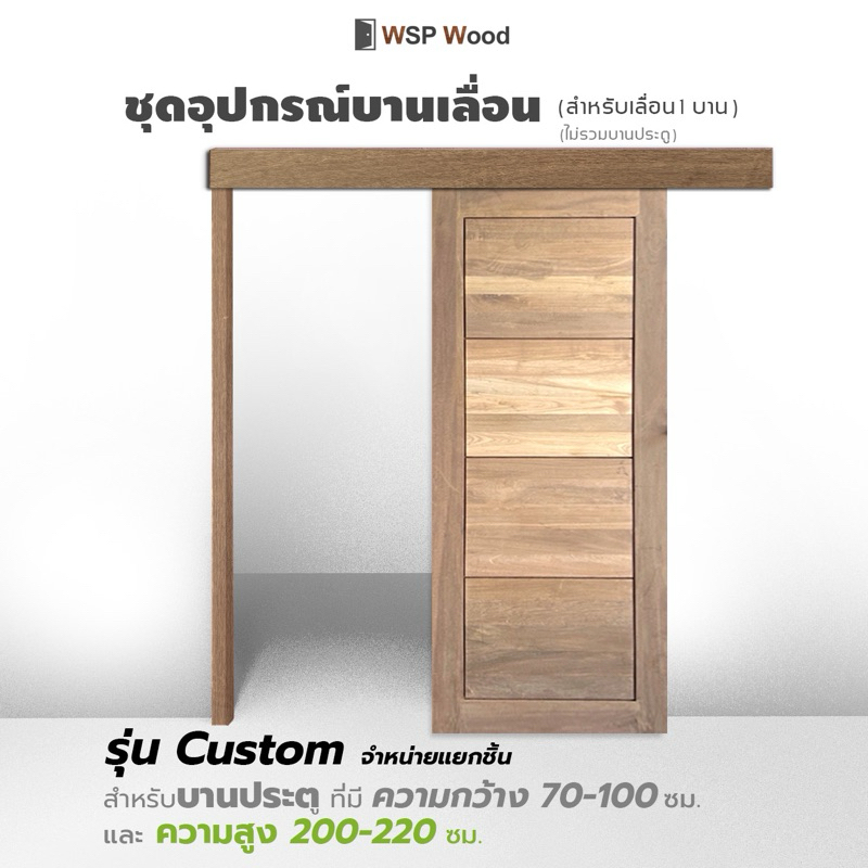 ชุดอุปกรณ์บานเลื่อนไม้ รุ่น Custom จำหน่ายแยกชิ้น (ไม่รวมบานประตู) – โปรปัง