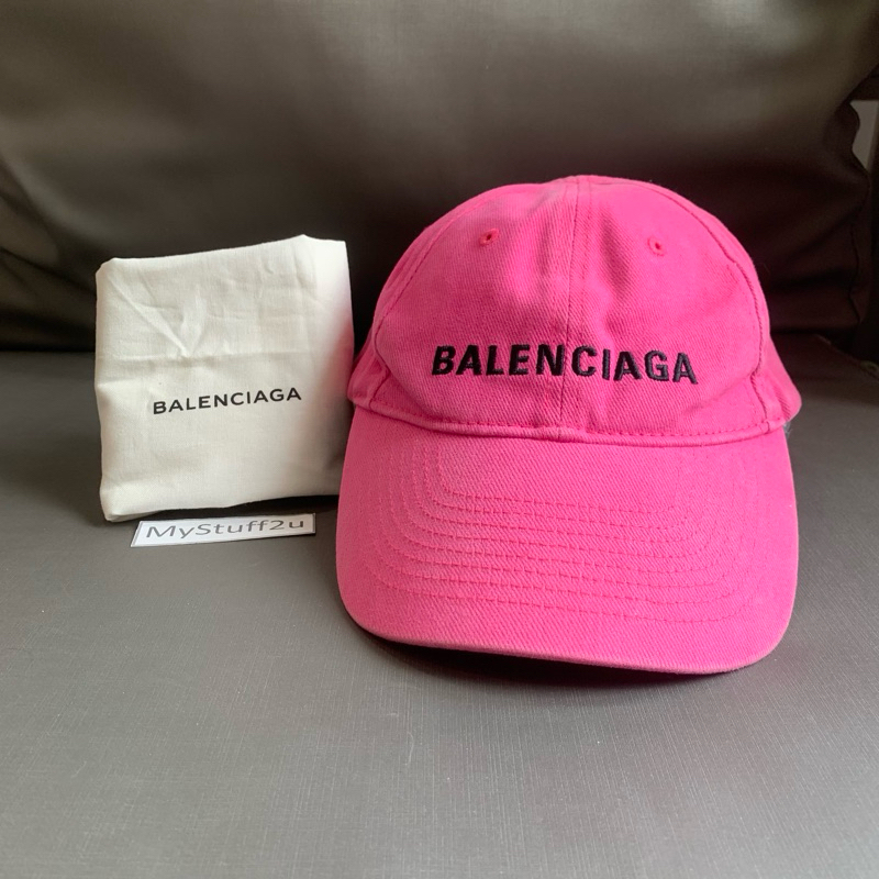 ของแท้ 💯% มือสอง หมวก บาเลนเซียก้า Used in Good Condition Balenciaga Pink Cotton Hat Size L (58cm)