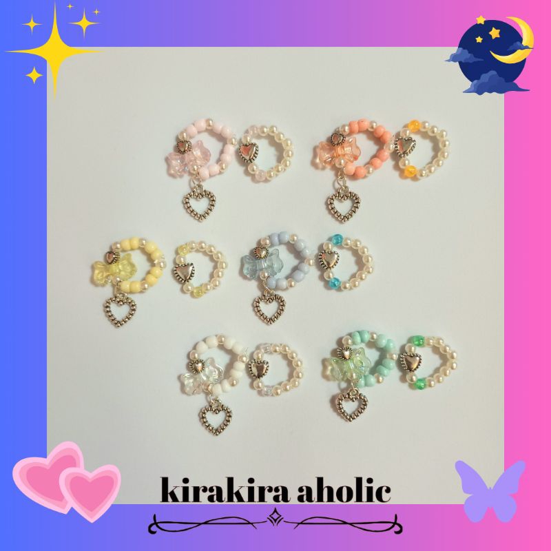 °• แหวนลูกปัด เซต2ชิ้น แหวนรัดสาย รองเท้านักเรียน พร้อมส่ง!! •°