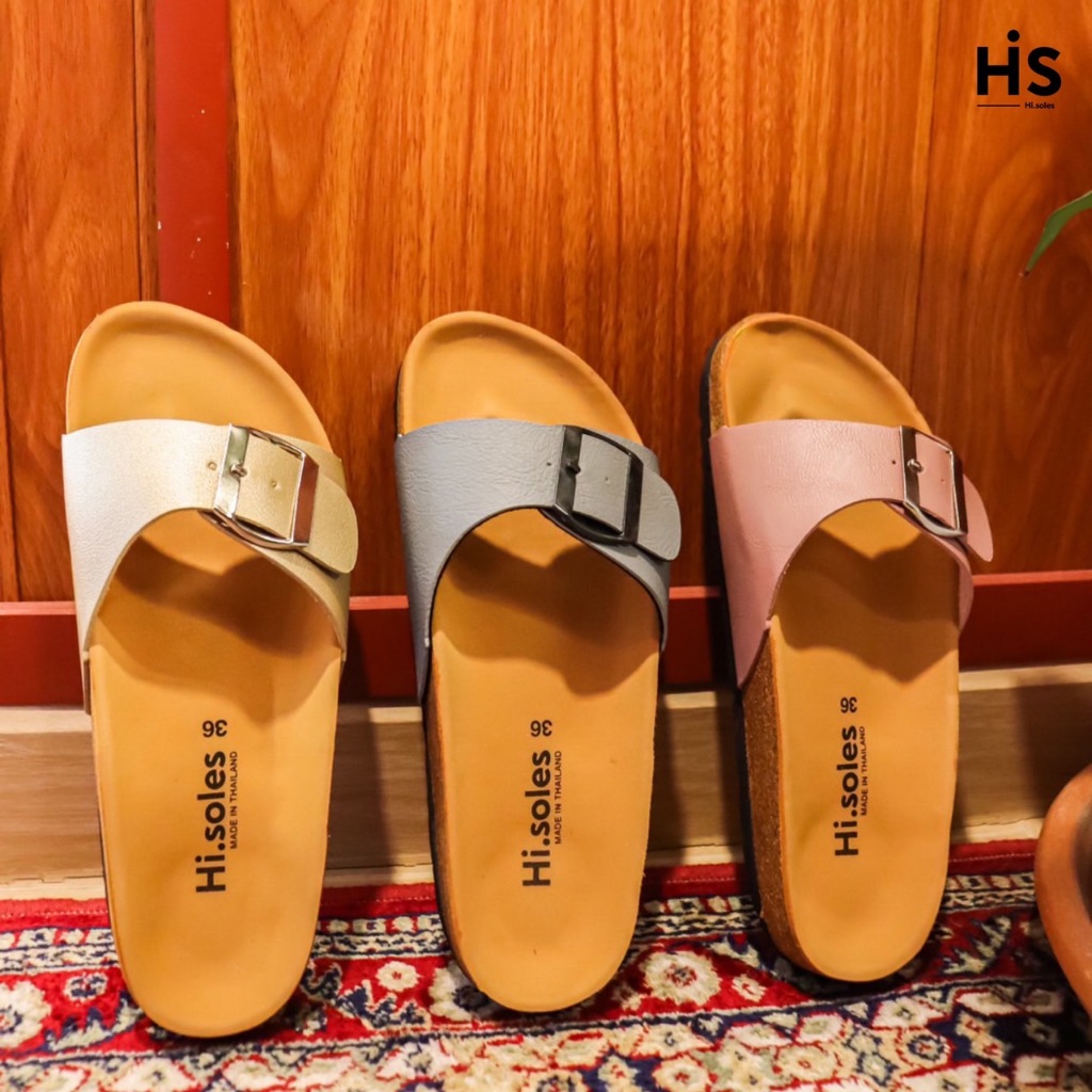 ***ลด 1 ไซส์** Hi.soles รองเท้าแตะ รองเท้าสไตล์วินเทจ ไบเก้น ราคาถูก #คาดเดี่ยว TanCandy