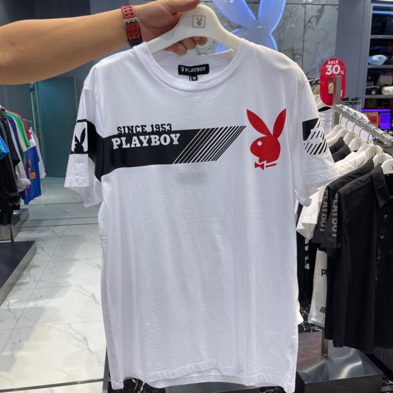 เสื้อเพลย์บอย พร้อมส่ง ส่งไวถูกใจวัยรุ่น โลโก้งานสกรีนและงานปักเนื้อผ้าคอตตอน อย่ารีรอของจะหมด