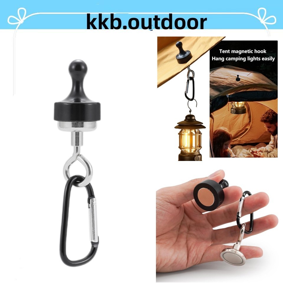 ตะขอแขวนตะเกียง ตะขอเต็นท์ โลหะ แม่เหล็ก คลิปตะขอแม่เหล็ก สําหรับแขวนปิกนิก เดินป่า ตั้งแคมป์ ปีนเขา Magnetic Hooks