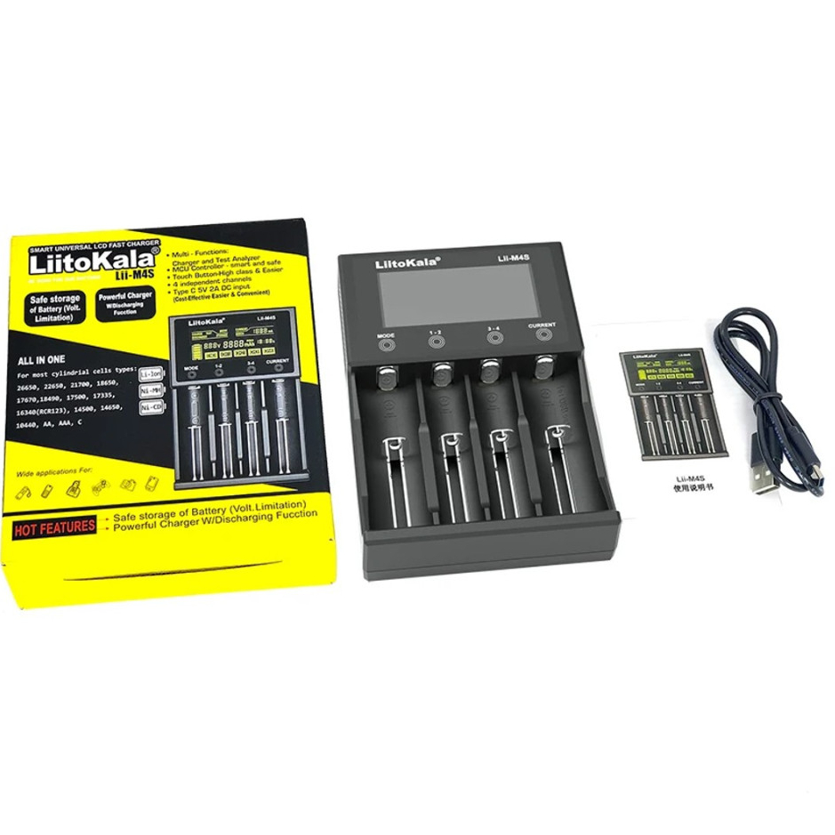 เครื่องชาร์จ Liitokala รุ่น  Lii-M4S สำหรับ Li-ion  3.7V และ NiMH/Cd 1.2V