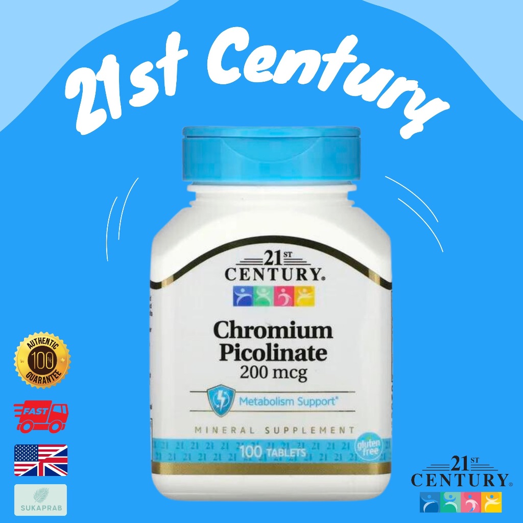 พร้อมส่ง 21st Century Chromium Picolinate 200 mcg 100 Tablets