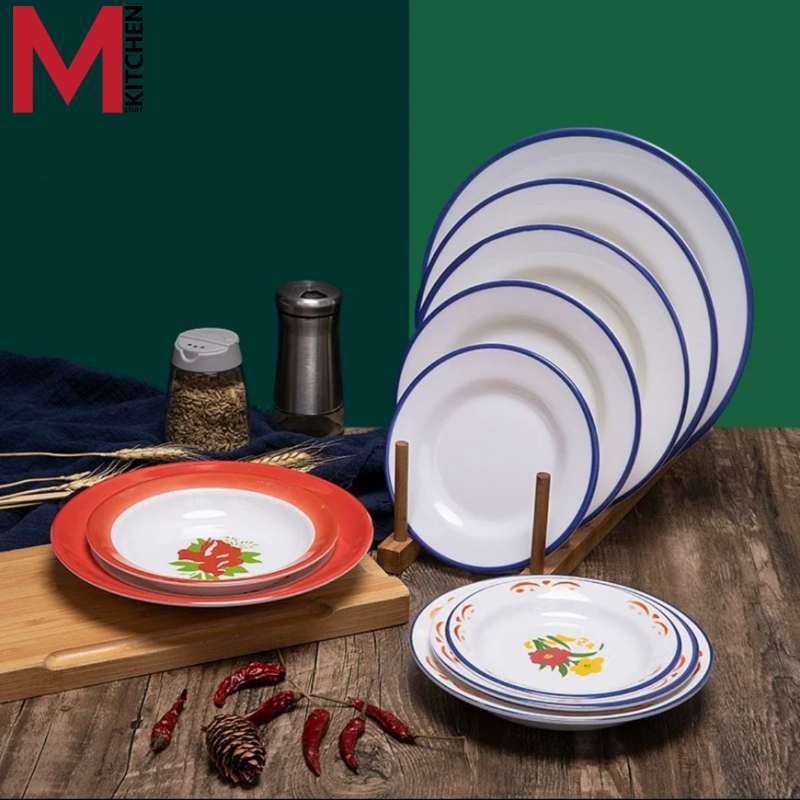 M KITCHEN จาน จานเคลือบ ชาม ถ้วย สังกะสี โบราณ 1ใบ