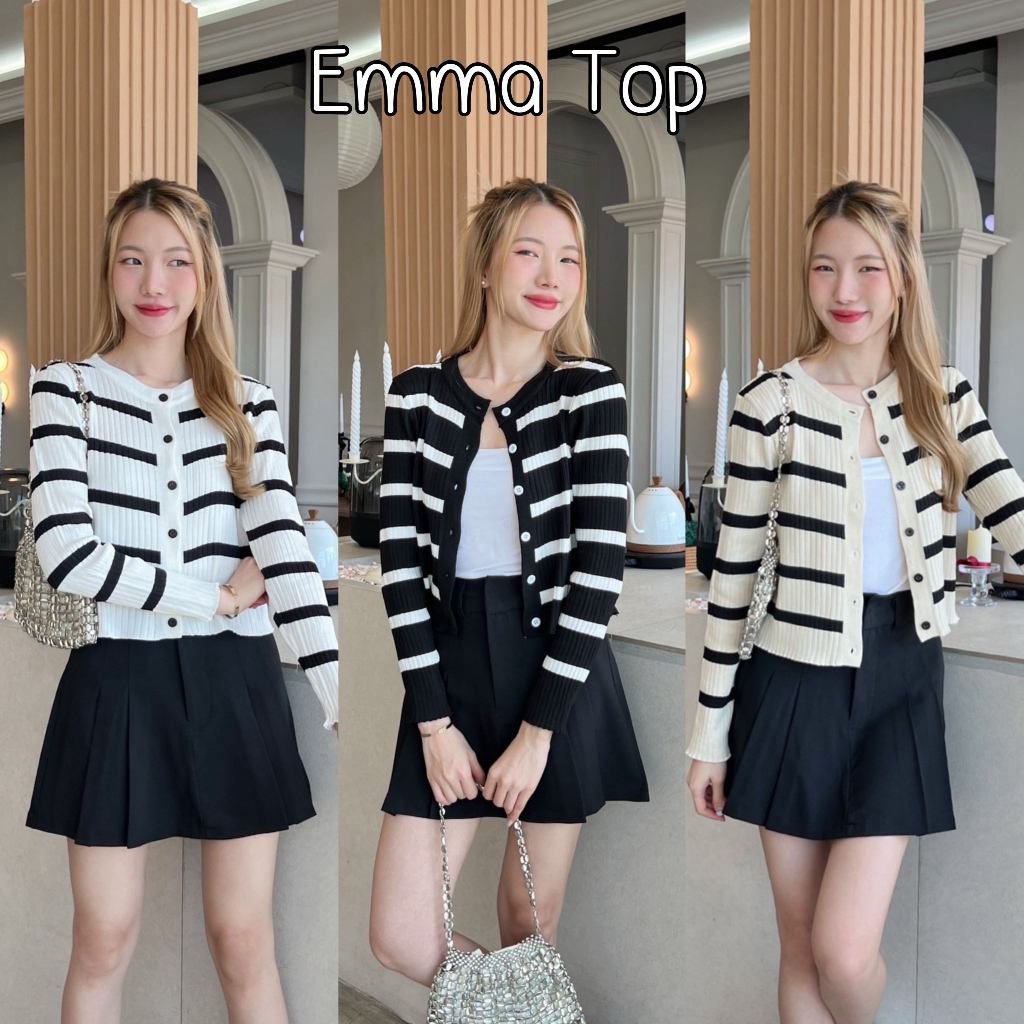 88story.th - Emma top พร้อมส่ง เสื้อคาดิแกนไหมพรม ผ้าสวยงานดี ดูแพงมาก