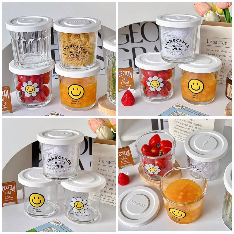 พร้อมจัดส่ง ‼️กระปุกแก้วพร้อมฝาปิด สำหรับใส่อาหาร เครื่องดื่ม แก้วน้ำ แก้วน้ำ+ฝาปิด เก็บขนม ลูกอม และเครื่องปรุงได้