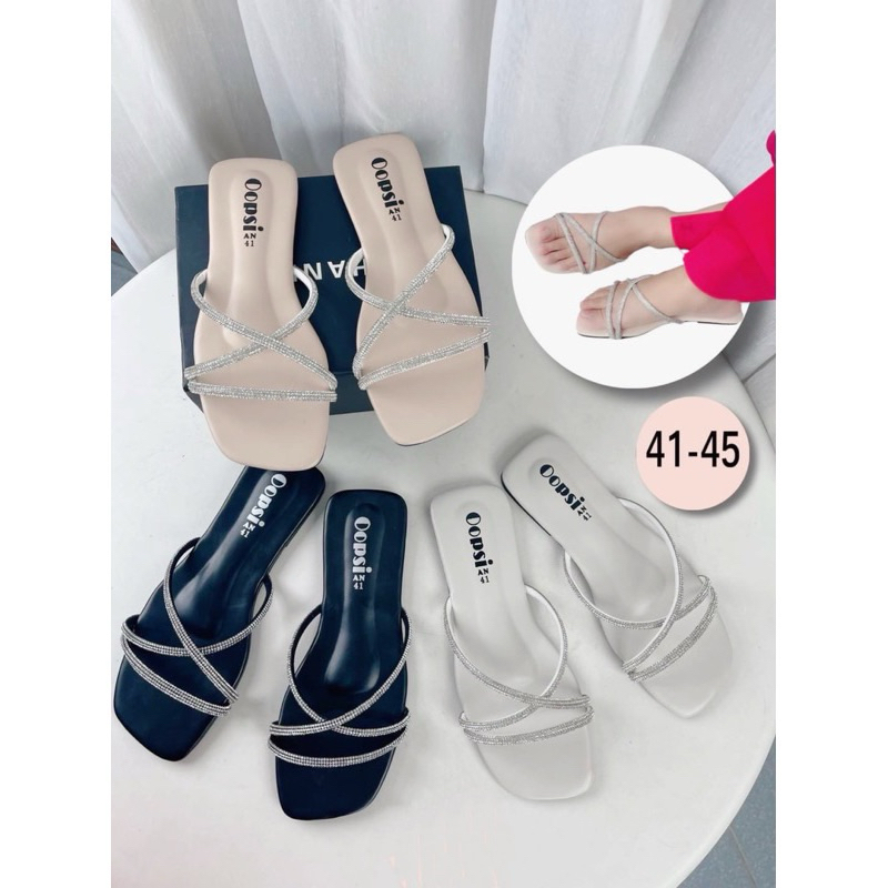 🎉รองเท้าแตะเส้นเพชรไซร์ 36-47 รองด้วยผ้ากำมะหยี่ใส่ไม่เจ็บเท้า พร้อมส่ง👇👇