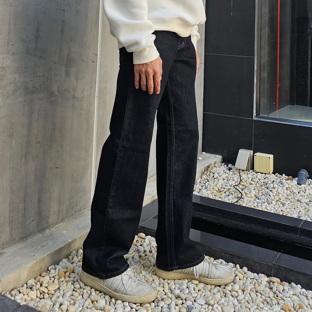 Golden Zebra Jeans กางเกงยีนส์ชายทรงขากระบอกใหญ่ผ้าไม่ยืดเอวสูงไซส์เล็กไซส์ใหญ่
