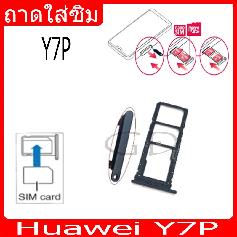 ถาดซิม Huawei Y7P ที่ใส่ซิม ตัวใส่ซิม ถาดใส่เมม ถาดใส่ซิม Sim Huawei Y7P