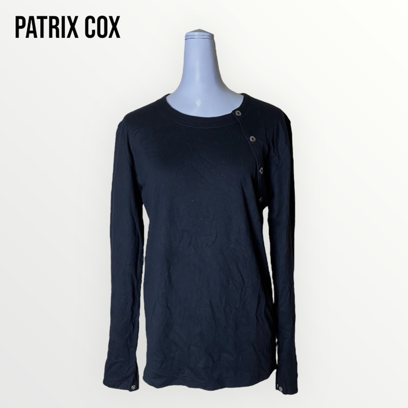 Patrick Cox เสื้อแขนยาวสีดำผ้าคอตตอล