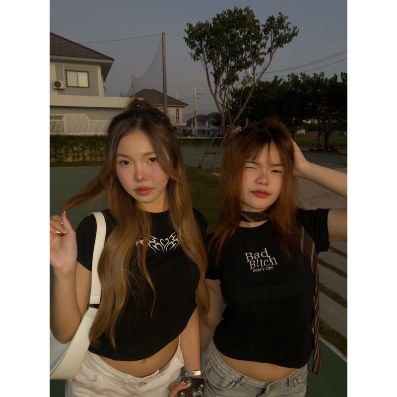 [IRISCIRCLE]🎨เสื้อยืด  Heart fire❤️‍🔥💘(Baby tee)cotton100% 📦🏷️