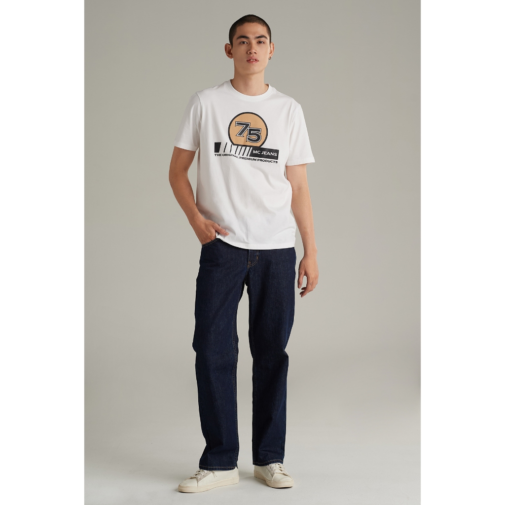 Mc jeans เสื้อยืดผู้ชาย คอกลม สีขาว MTSZB49