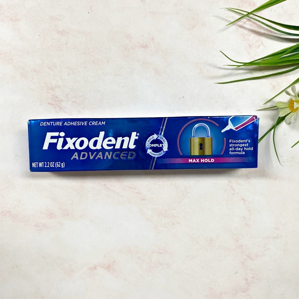 [Fixodent®] Advanced Max Hold Denture Adhesive Cream 62 g ฟิกโซเดนท์ แอดวานซ์ ครีมติดฟันปลอม ยึดฟันแน่น ไม่หลุดง่าย