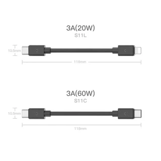 Orsen by Eloop S11 สายชาร์จเร็ว Data Cable Type C to C 3A 60W / L Cable 3A 27W สายสั้น ชาร์จเร็ว