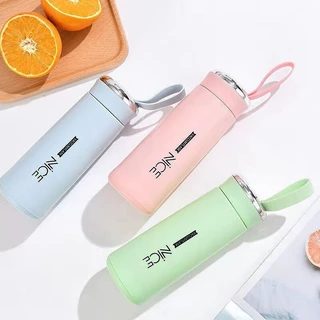 แก้วน้ำ มีฝาปิด กระบอก ขนาด 400ML (ในเป็นแก้ว)ขายคละสี